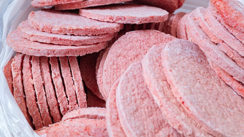 Frozen hamburger patties