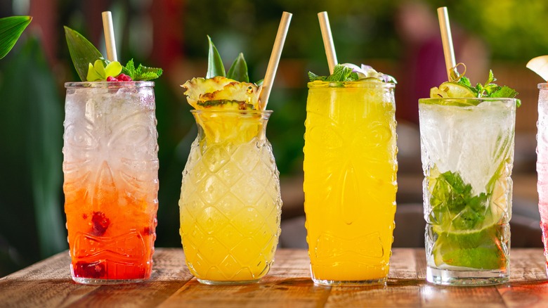 Glasses of aguas frescas