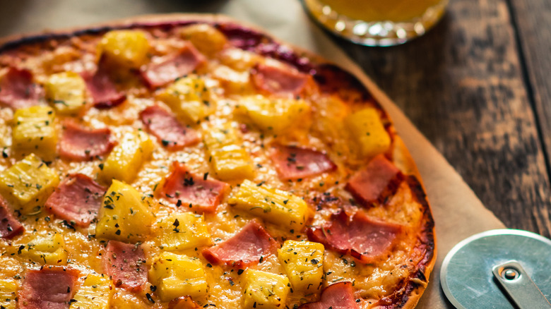 Pineapple and ham pizza