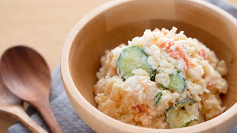 Potato salad with pickles and cucumbers