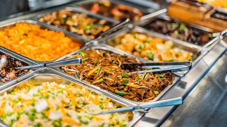 buffet with asian food