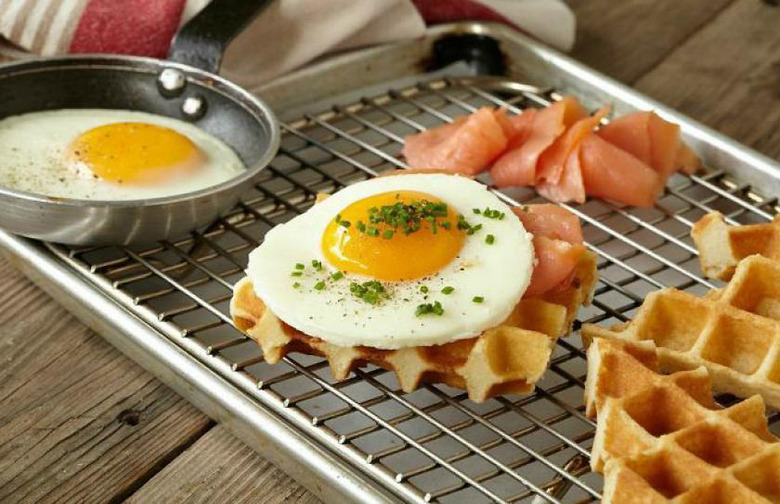 Smoked Salmon With Eggs and Waffles