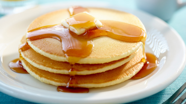 Pancake stack with butter pat