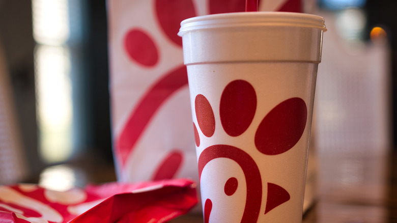 Close up of Chick Fil A drink cup