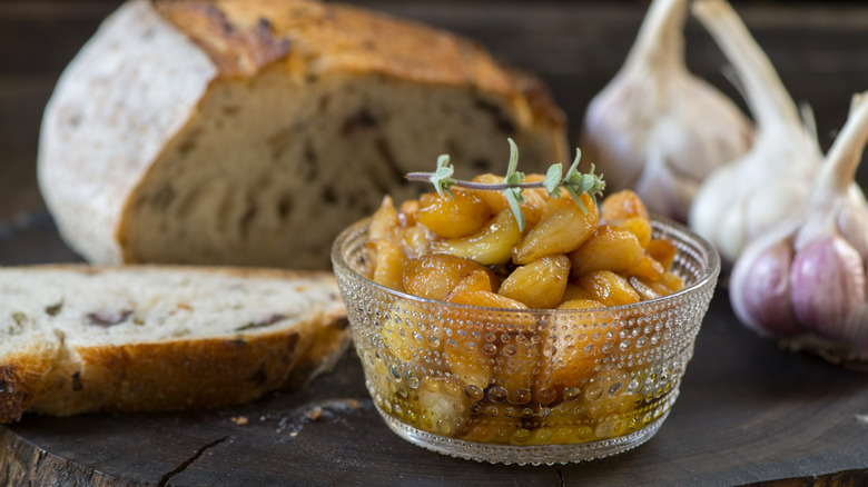 bowl of garlic confit