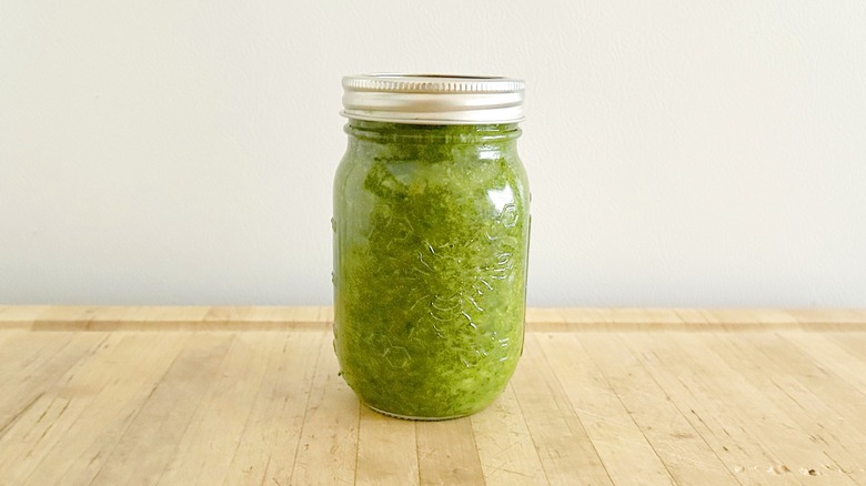Jar of herb oil
