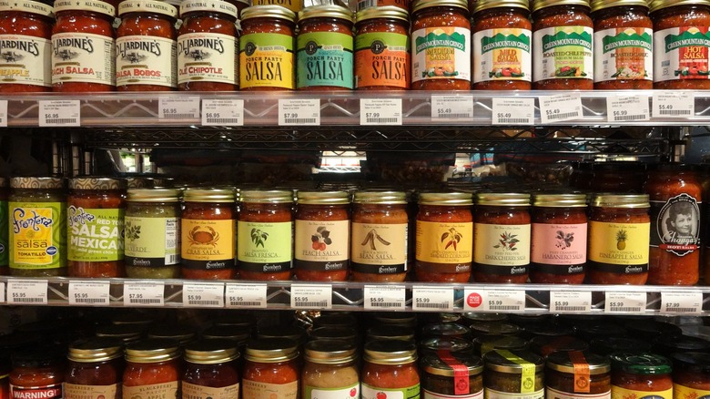 Salsa Bottles on Store Shelves
