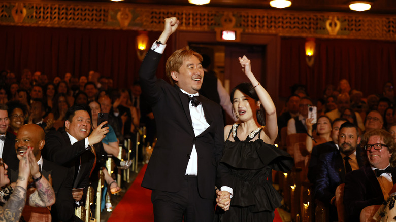 JP and Ellia Park raising fists at James Beard Awards 2023