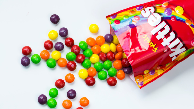 bag of open Skittles