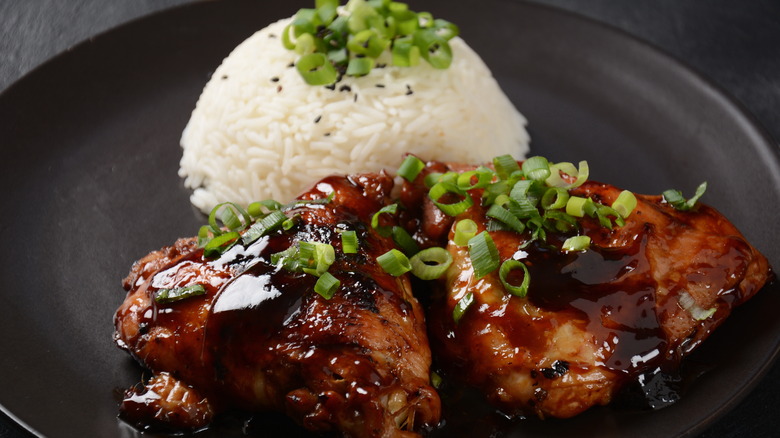 Filipino adobo with rice