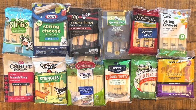 Various packages of string cheese