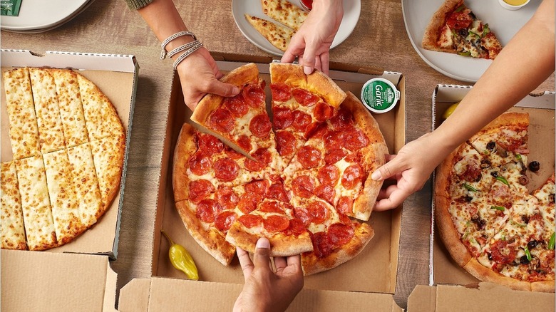Papa John's pizza spread