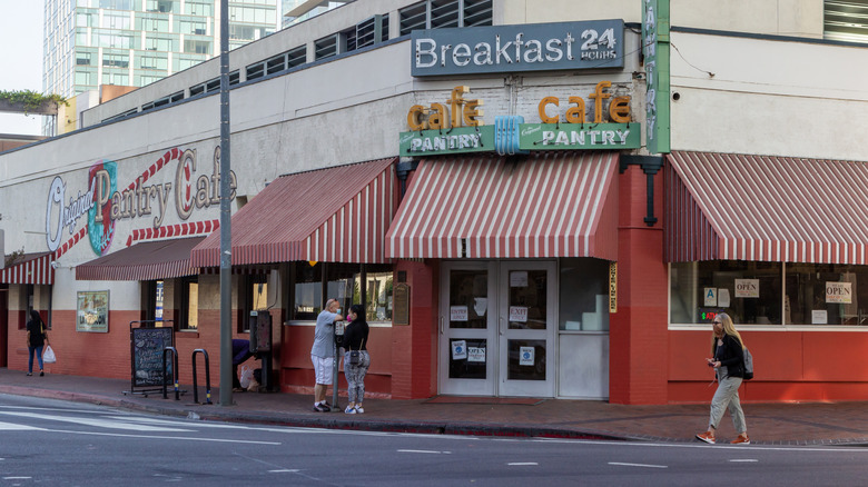 Original Pantry Café exterior in Downtown LA during daytime