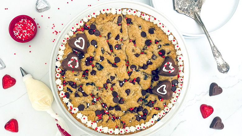 iced cookie cake on tray 